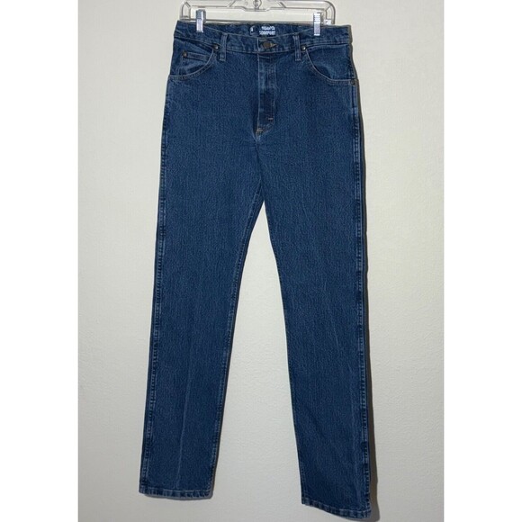Wrangler Jeans Mens‎ Size 32x35 (tag33×36)Blue Dark Wash Western Cowboy Boot Cut - Picture 1 of 8